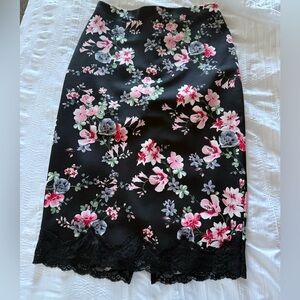 Express Black Floral Pencil Skirt